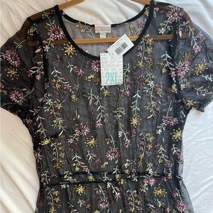 NWT - Lularoe DeAnne II Floral Embroidered Sheer Mesh Layering Maxi Dress - 2XL
